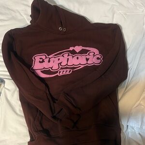 Brown and Pink Euphoric Logo hoodie